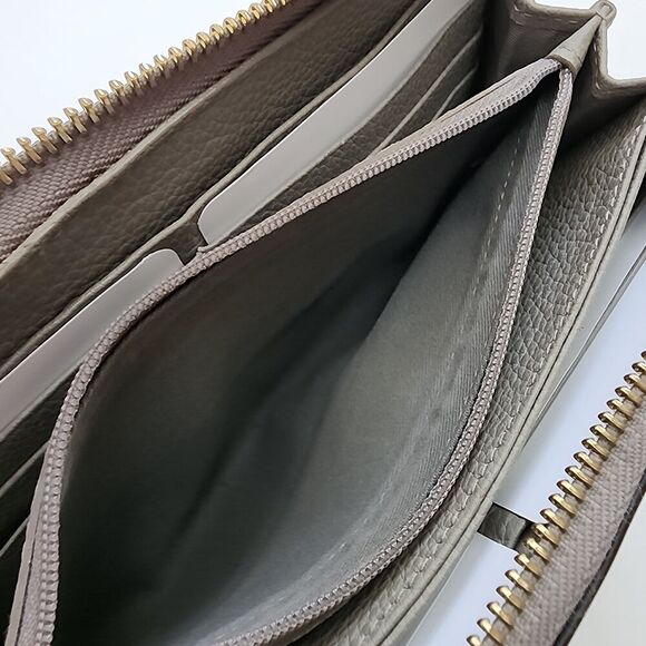 FURLA Gray Leather Long Zip Around Wallet with Box Dust Bag Tags - Picture 5 of 11